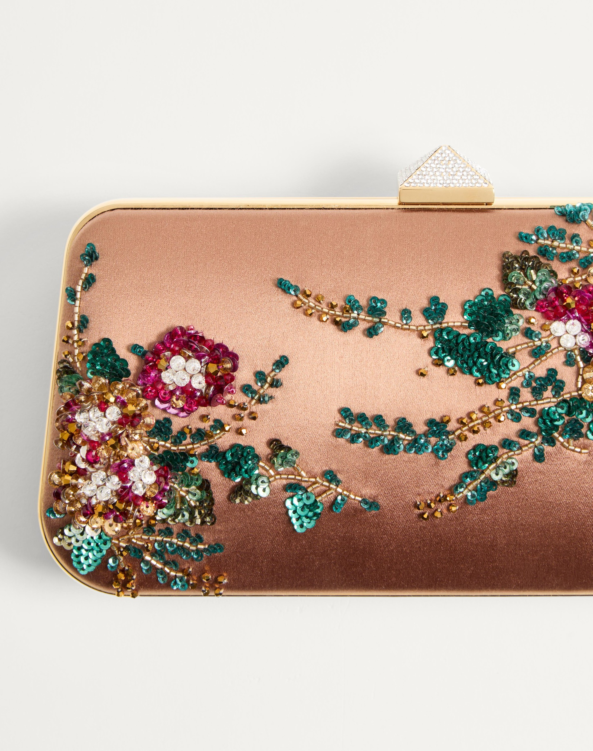 CARRY SECRETS SATIN MINAUDIERE WITH FLORAL EMBROIDERY - 8