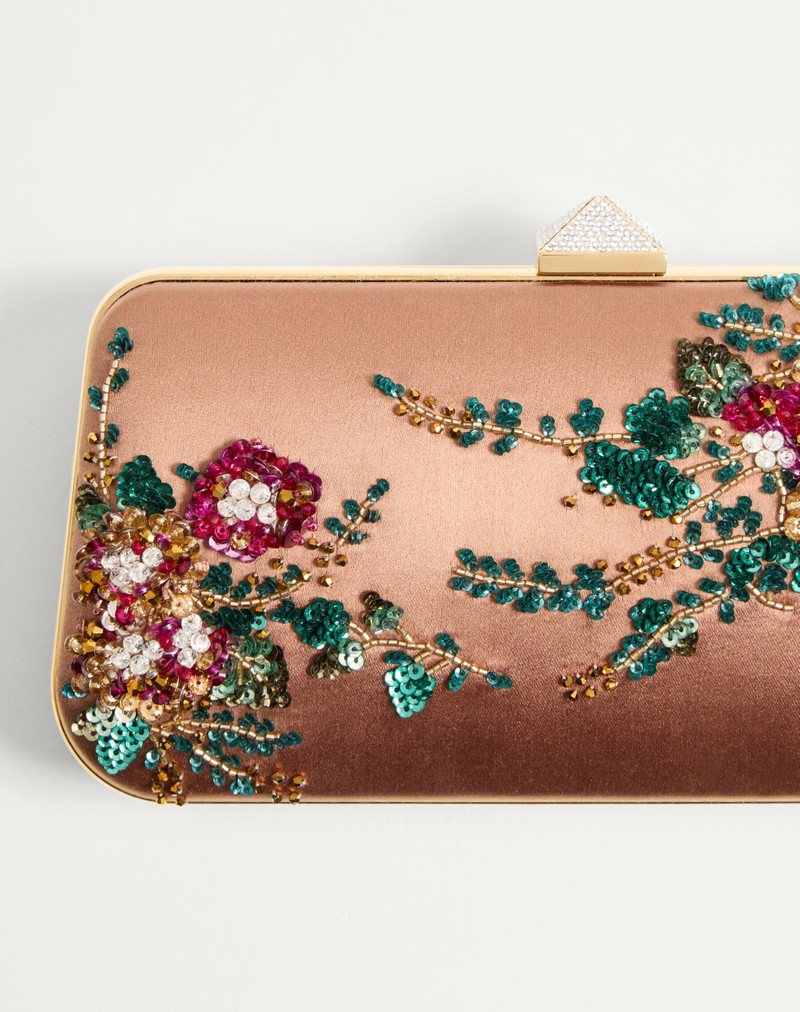 CARRY SECRETS SATIN MINAUDIERE WITH FLORAL EMBROIDERY 8