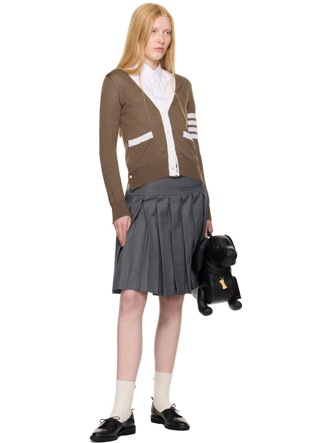 Brown Wool 4-Bar Relaxed-Fit Cardigan - 4