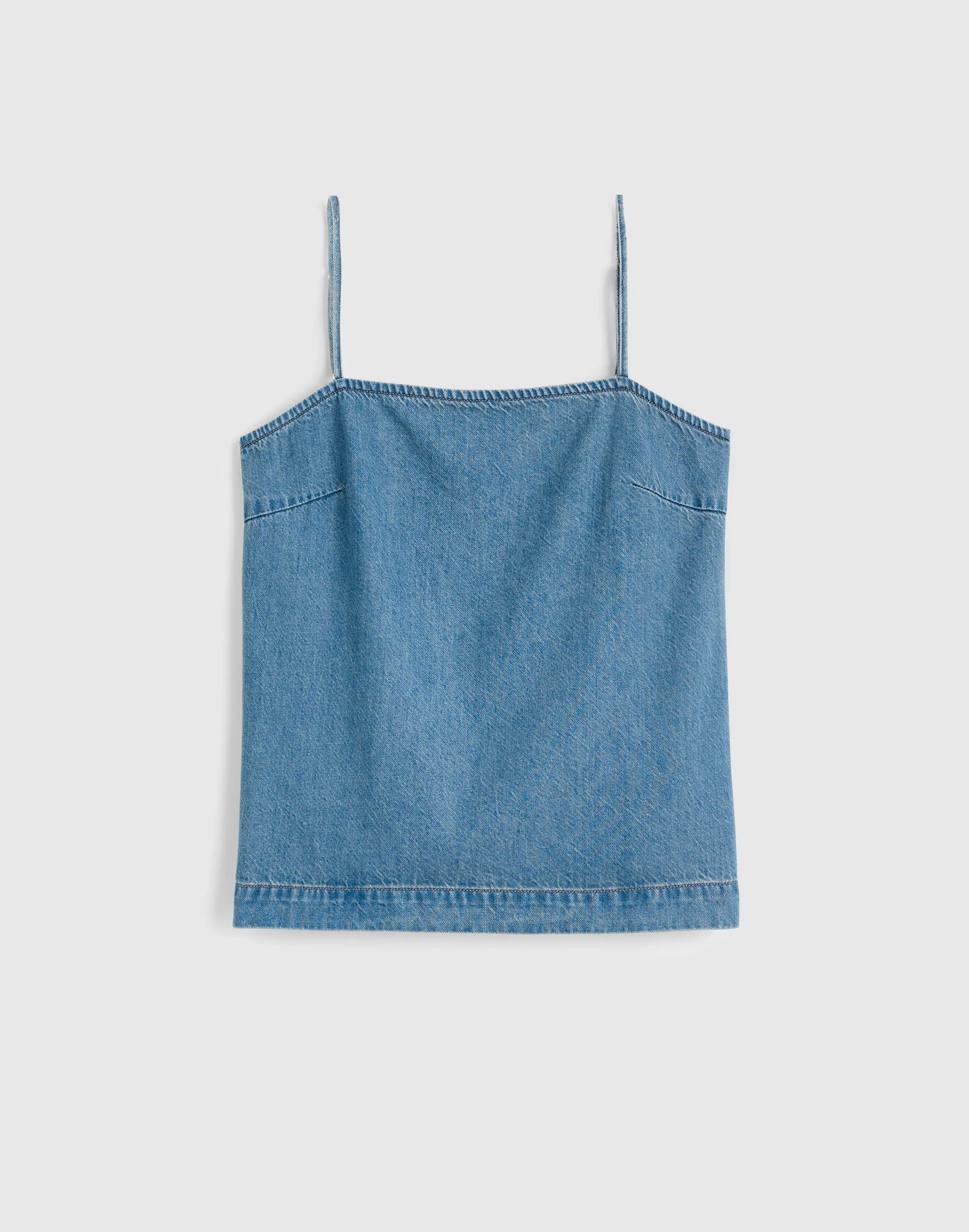 Airy Denim Squareneck Shell Top - 1