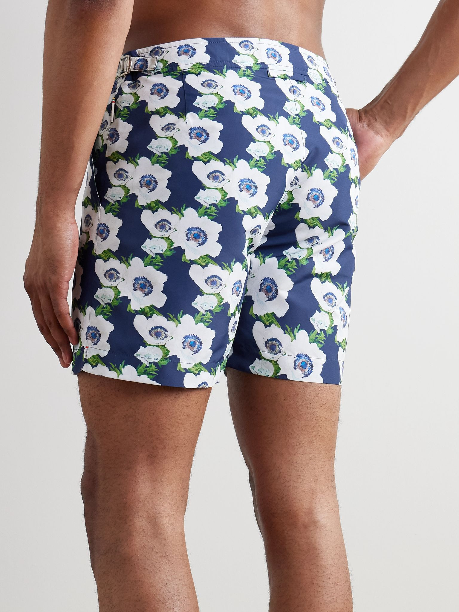 Bulldog Straight-Leg Mid-Length Floral-Print Recycled Swim Shorts Navy - 3