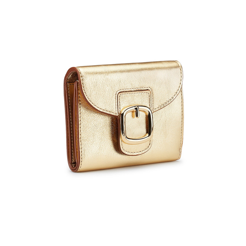 Santoni Gold laminated leather wallet with coin pocket outlook
