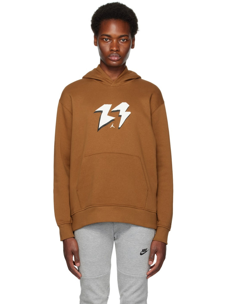 Brown Printed Hoodie - 1