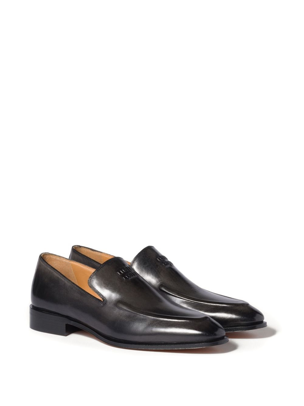 embossed-logo leather loafers - 2