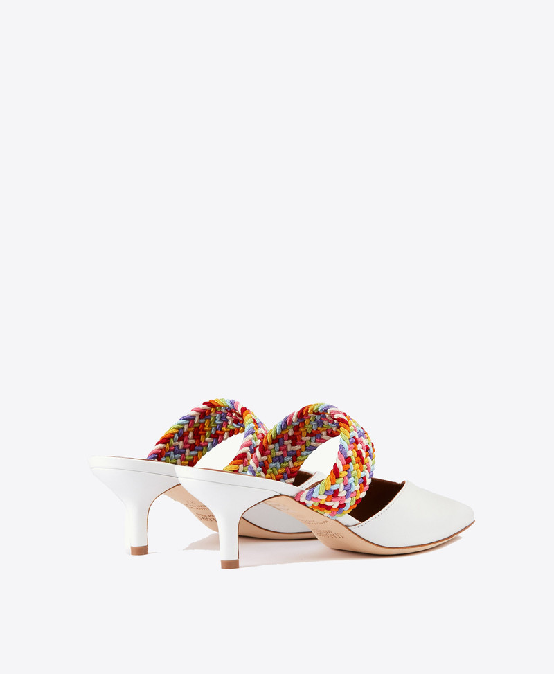 Maisie 45 - White Leather Kitten Heel 3