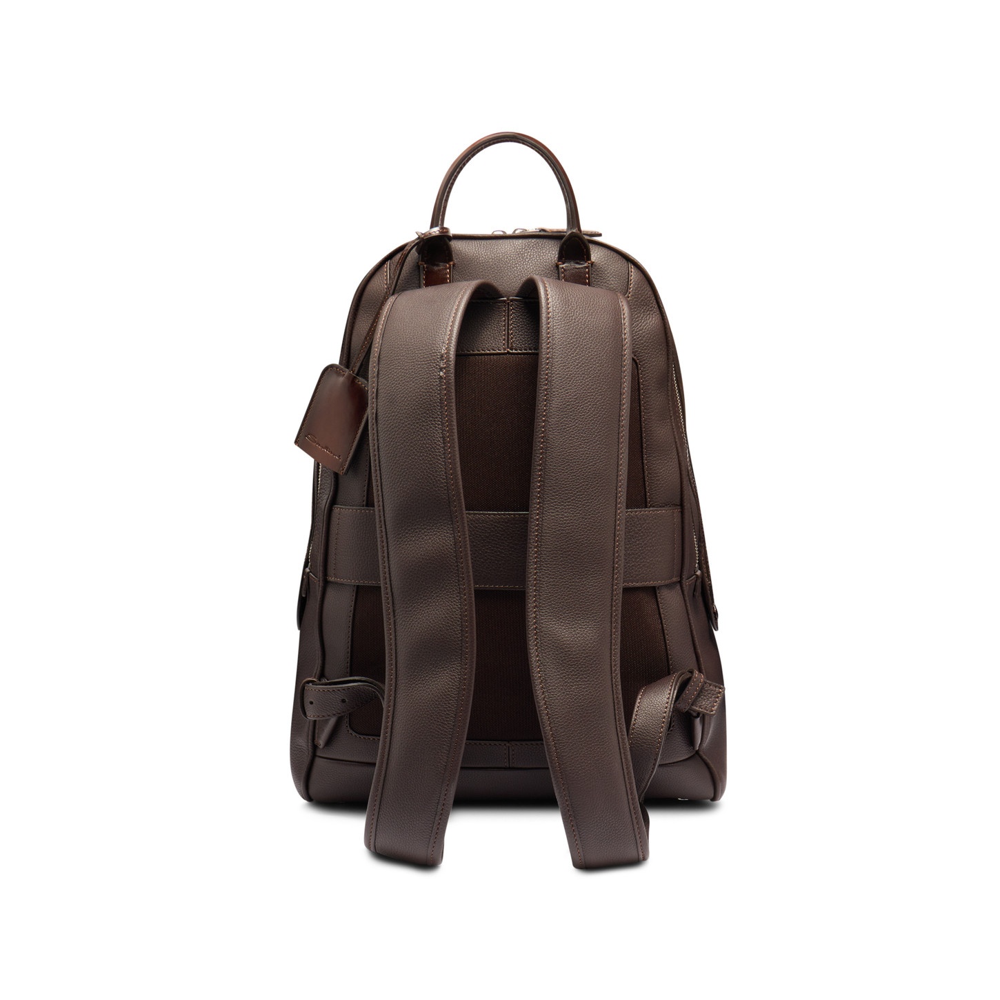 Dark brown tumbled leather backpack - 5
