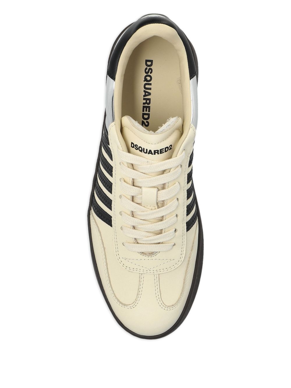 panelled leather sneakers - 4