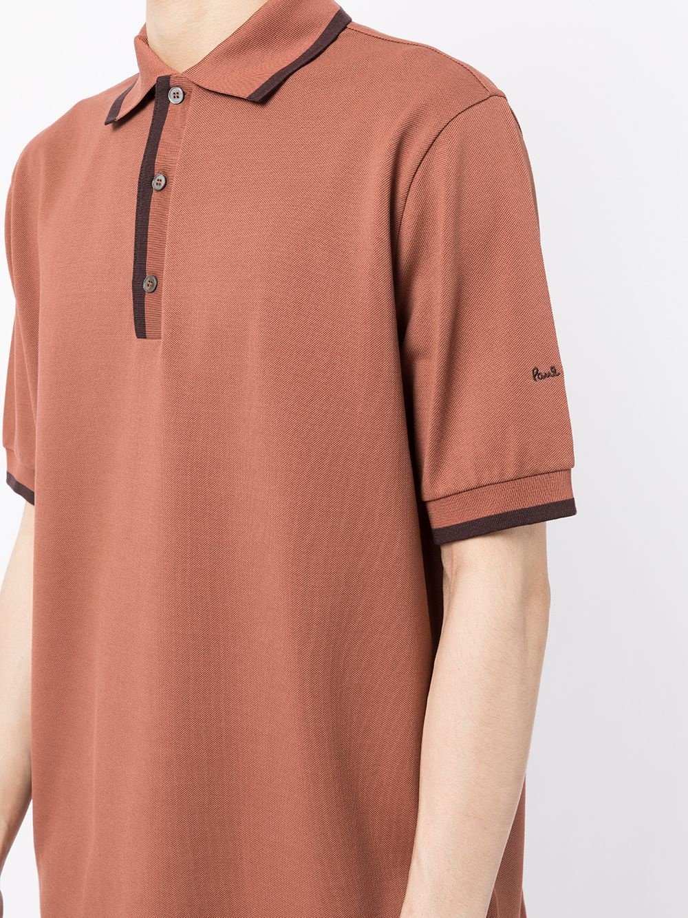 contrasting-trim polo shirt - 5