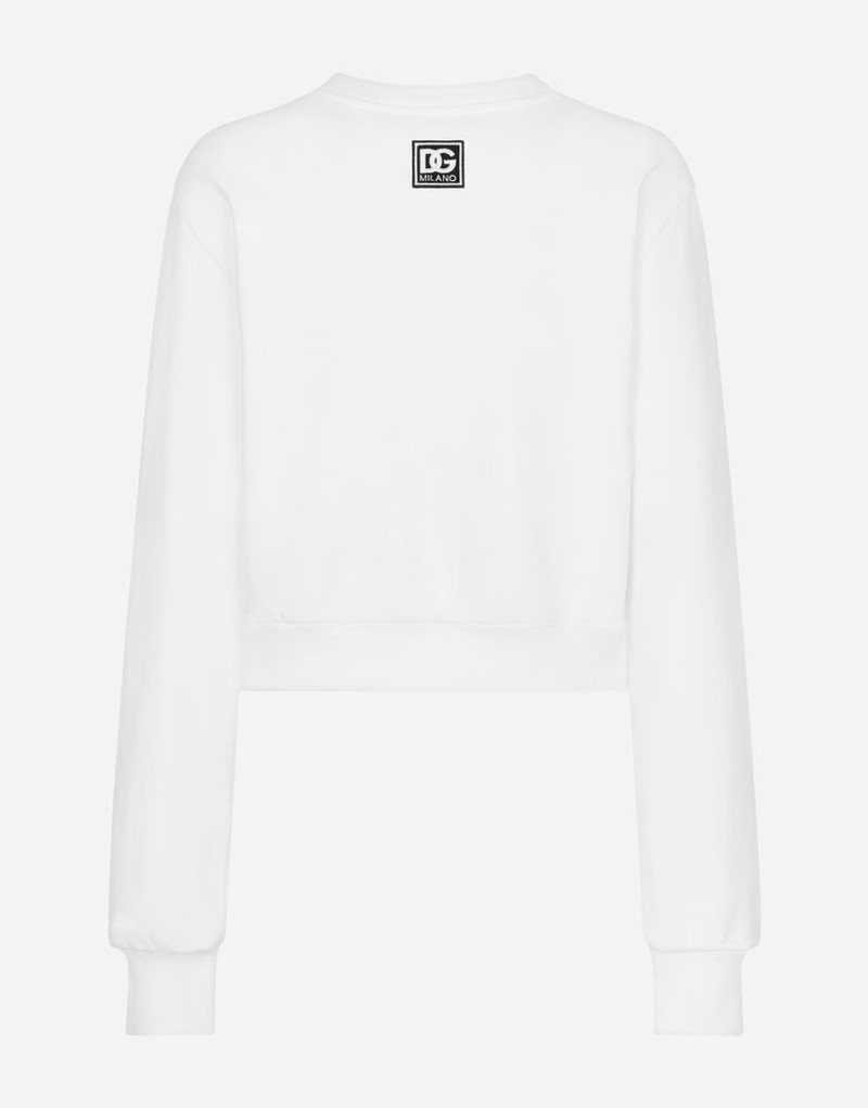 Dolce & Gabbana Cropped jersey sweatshirt with logo embroidery on neck outlook