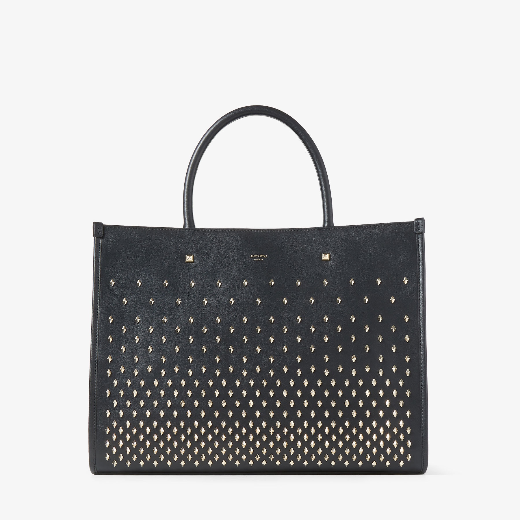 Varenne M Tote
Black Leather Tote Bag with Studs - 1