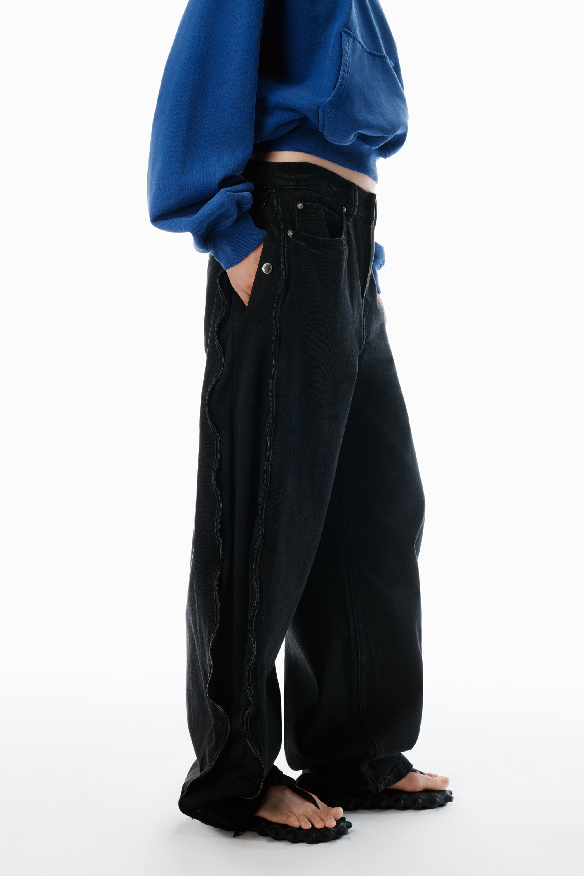black expandable basketball mesh jeans - 3