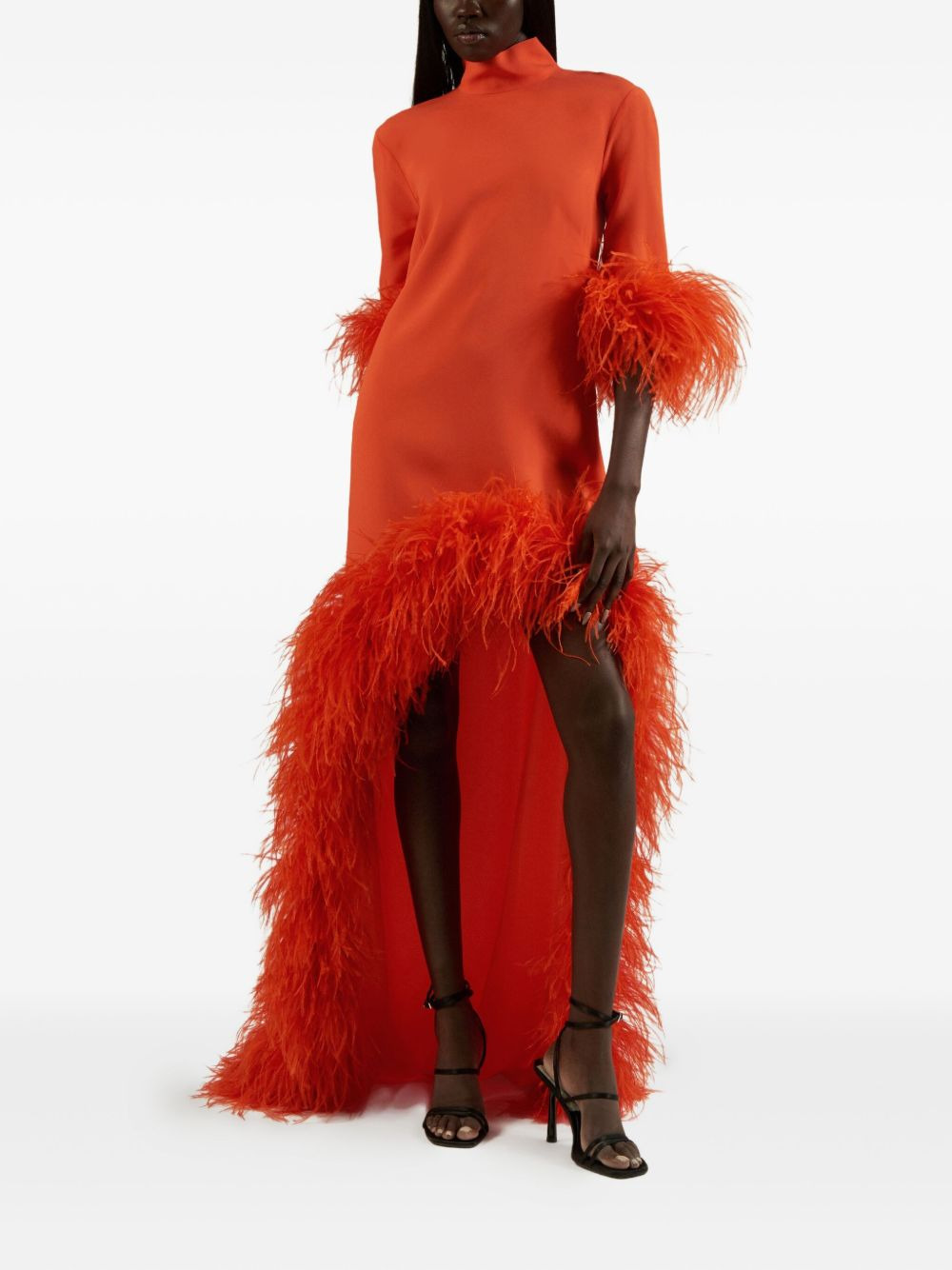 Gina Extravaganza feather-trimmed high-low dress - 2