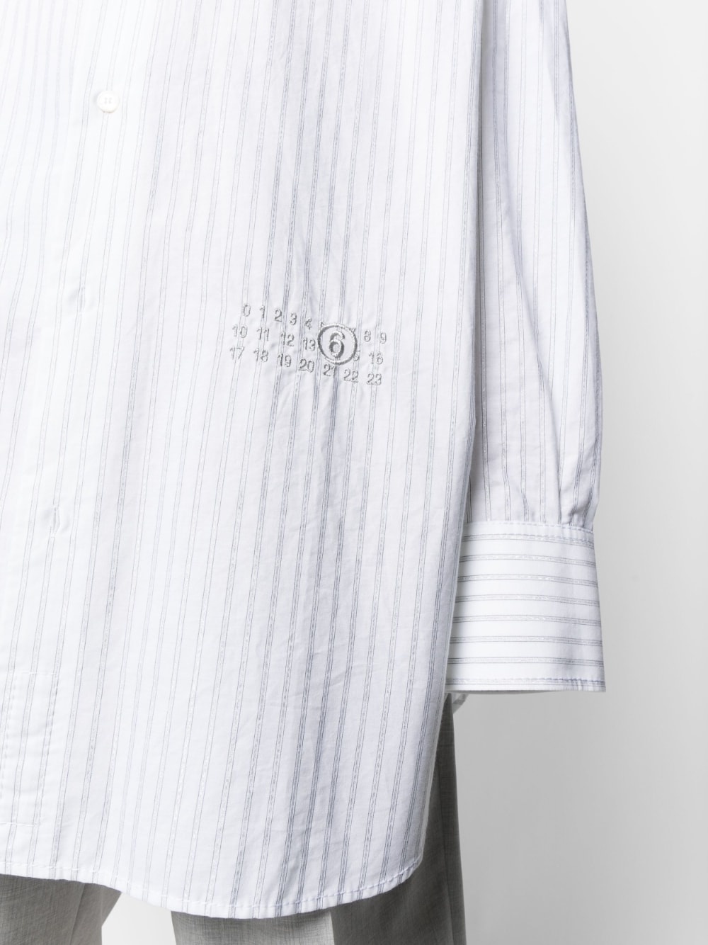 numbers-motif long-line shirt - 5