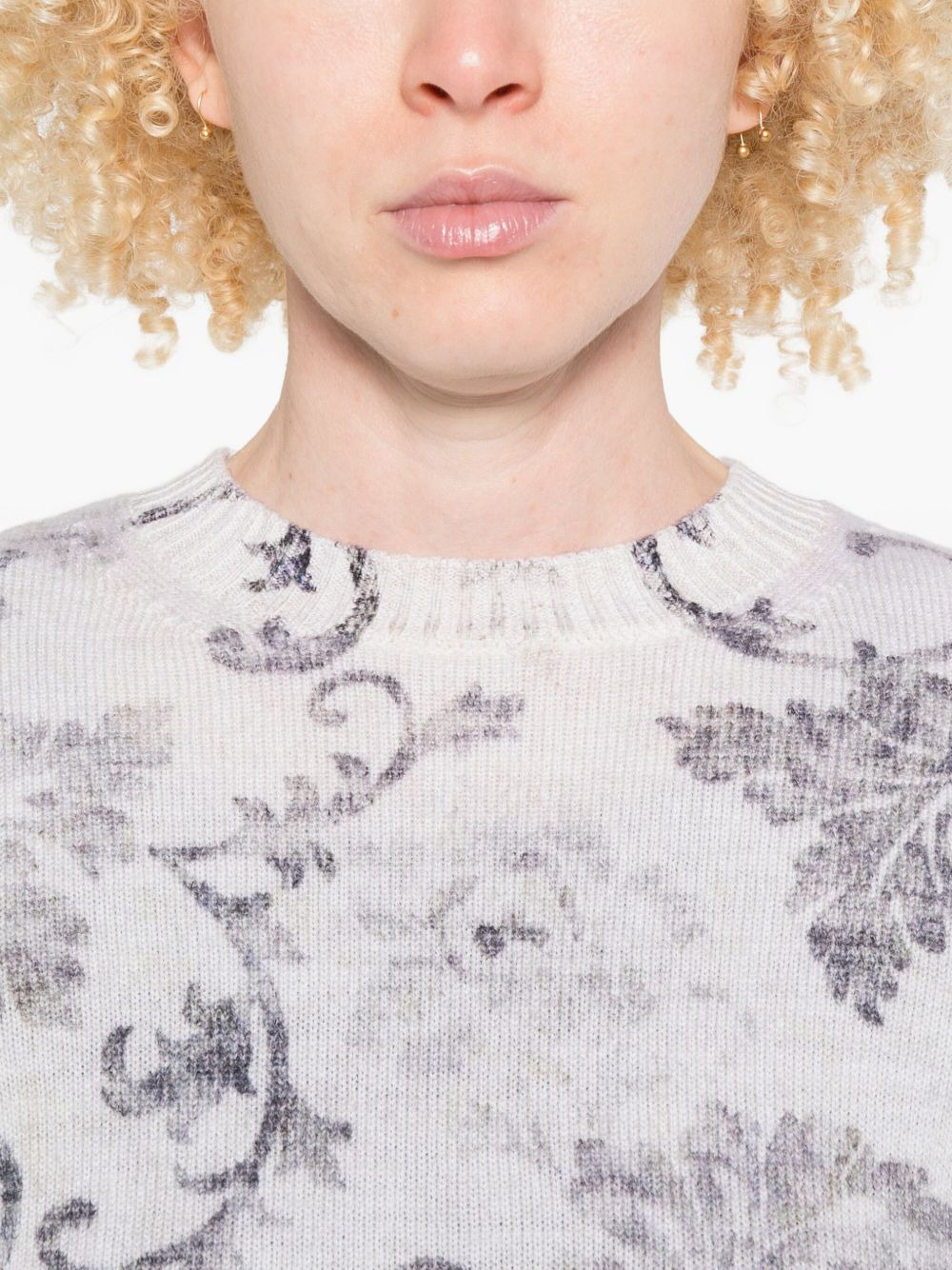 floral-pattern long-sleeve sweater - 5