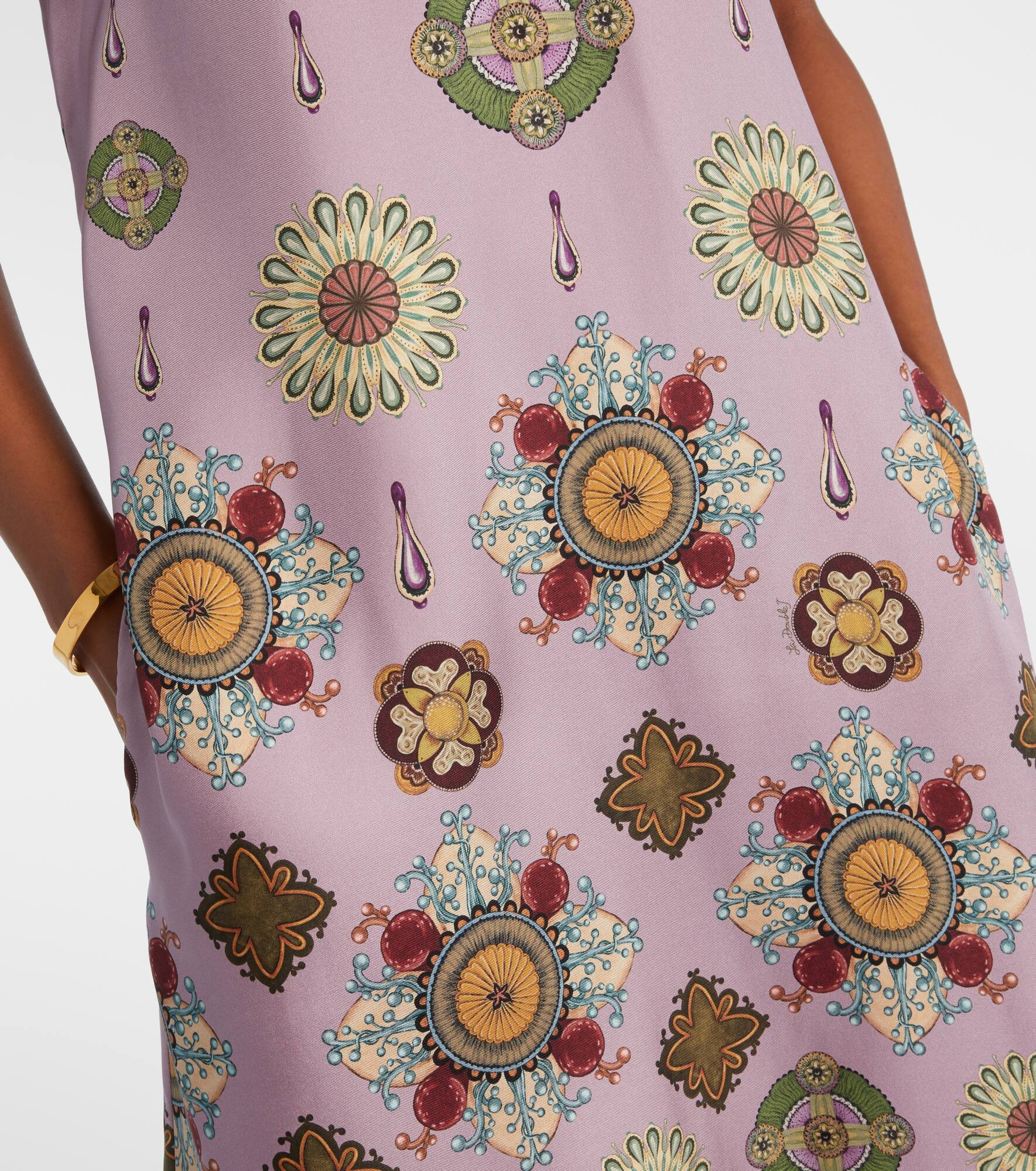 Swing printed silk twill maxi dress - 6
