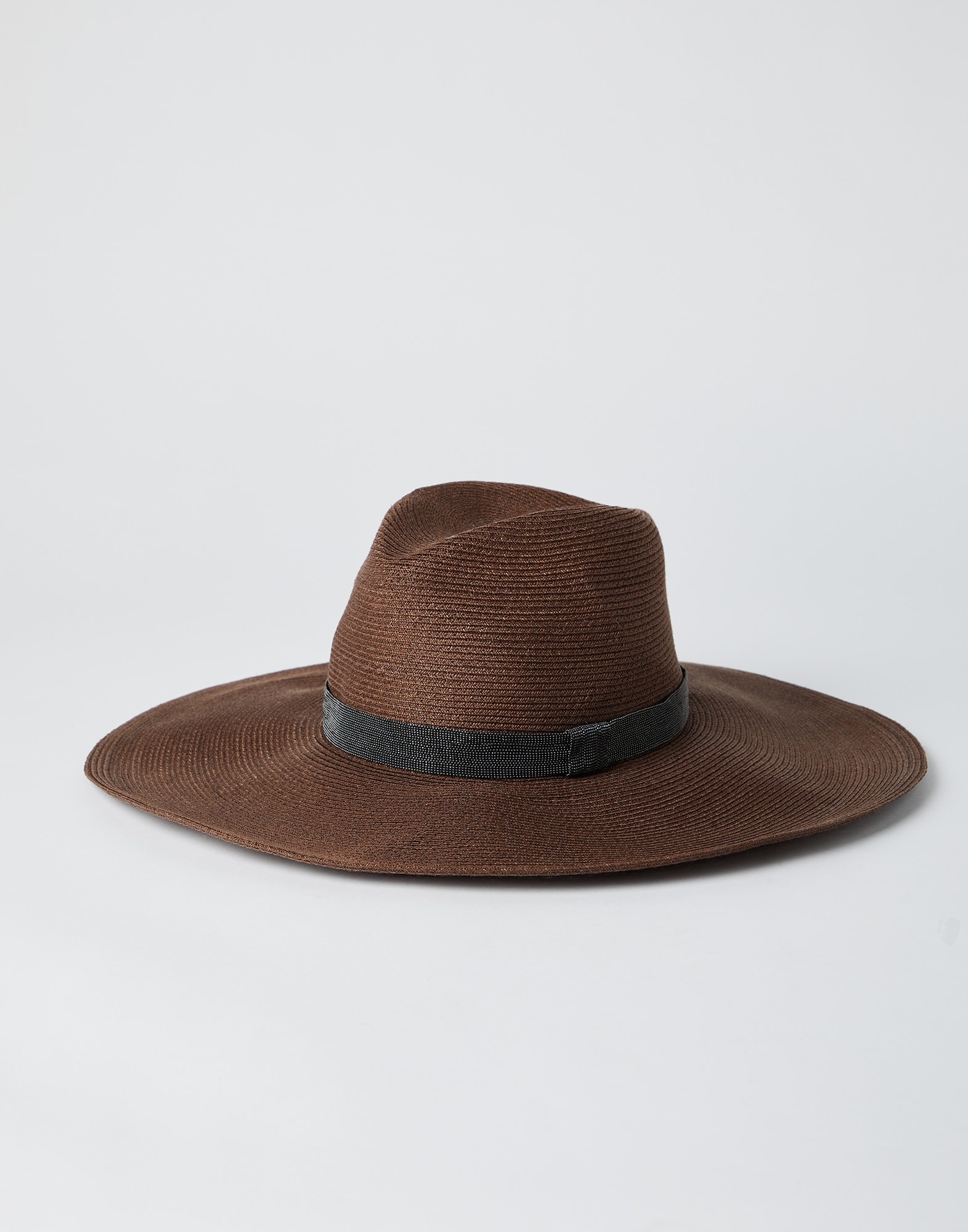 Hemp and cotton hat with precious band - 1