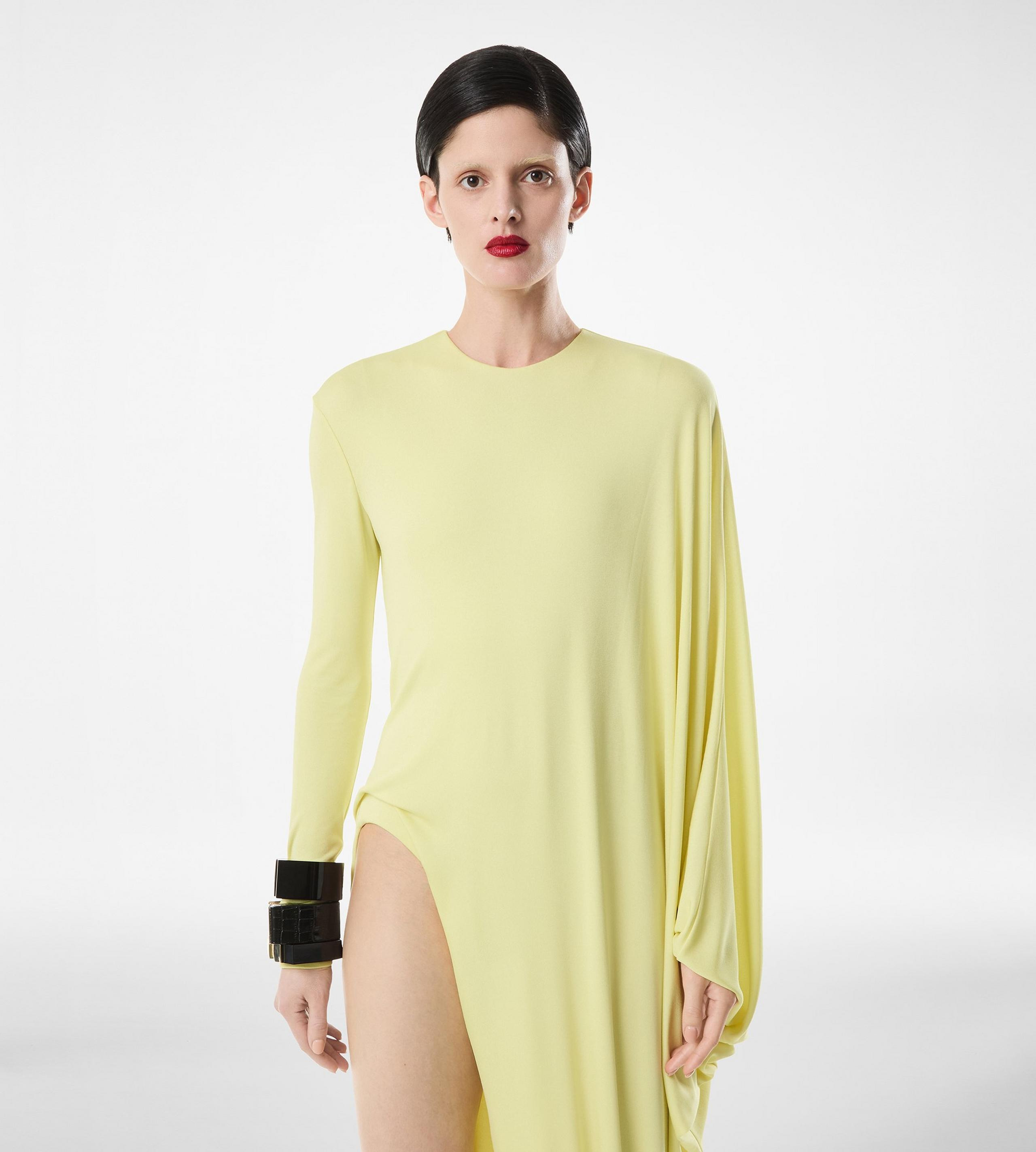 CREPE JERSEY LONG SLEEVE EVENING DRESS - 5
