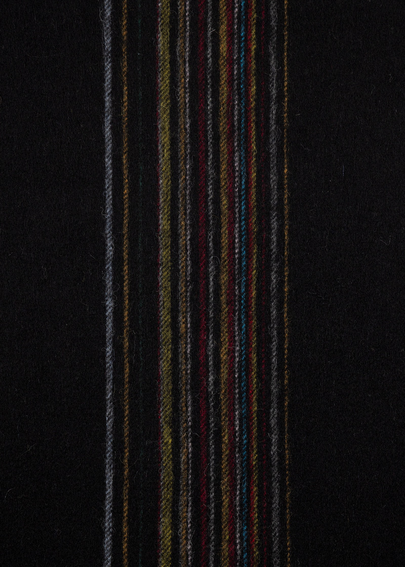 Black Lambswool-Cashmere Offset Faded 'Signature Stripe' Scarf 3