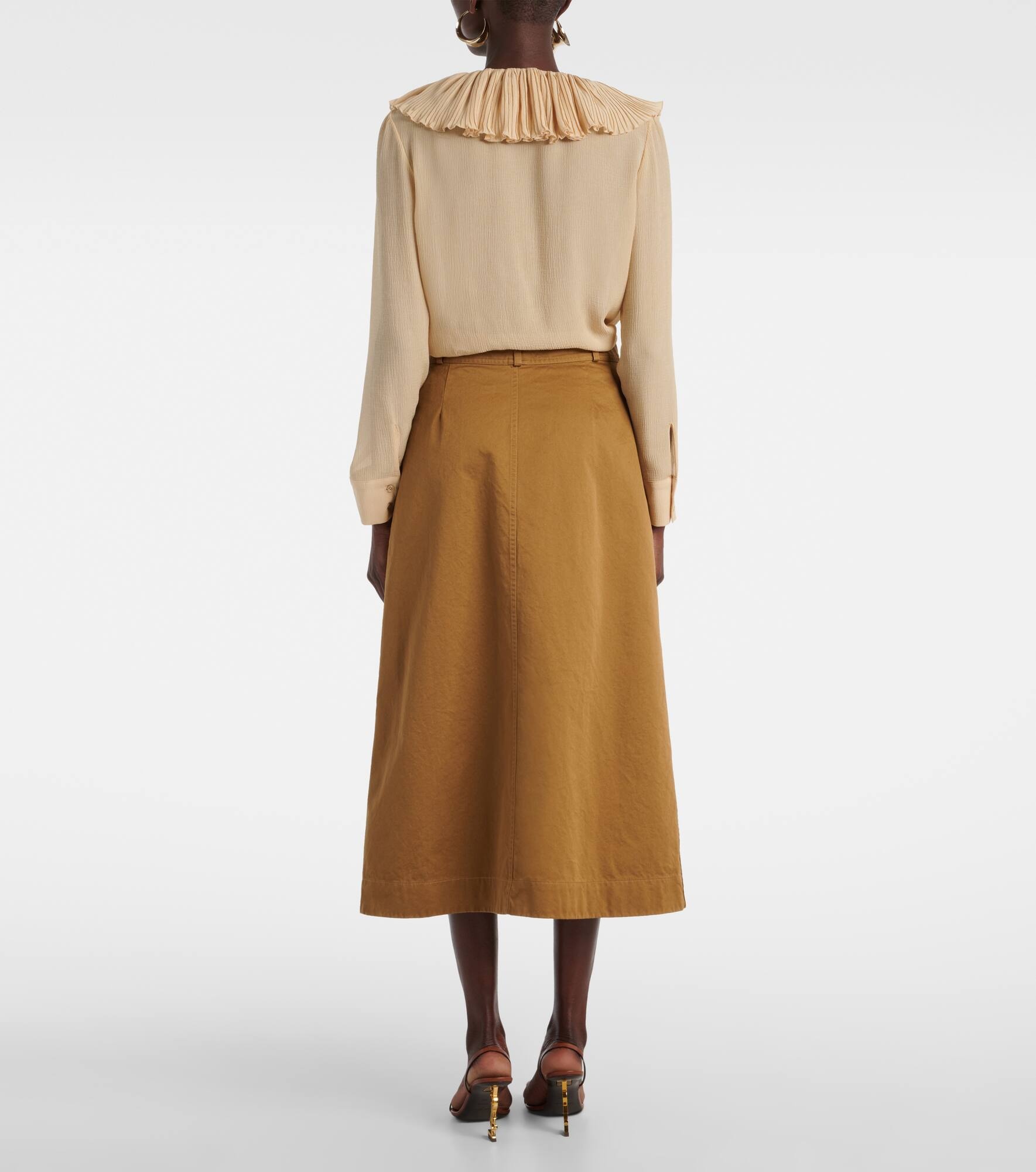 Cotton serge midi skirt - 3