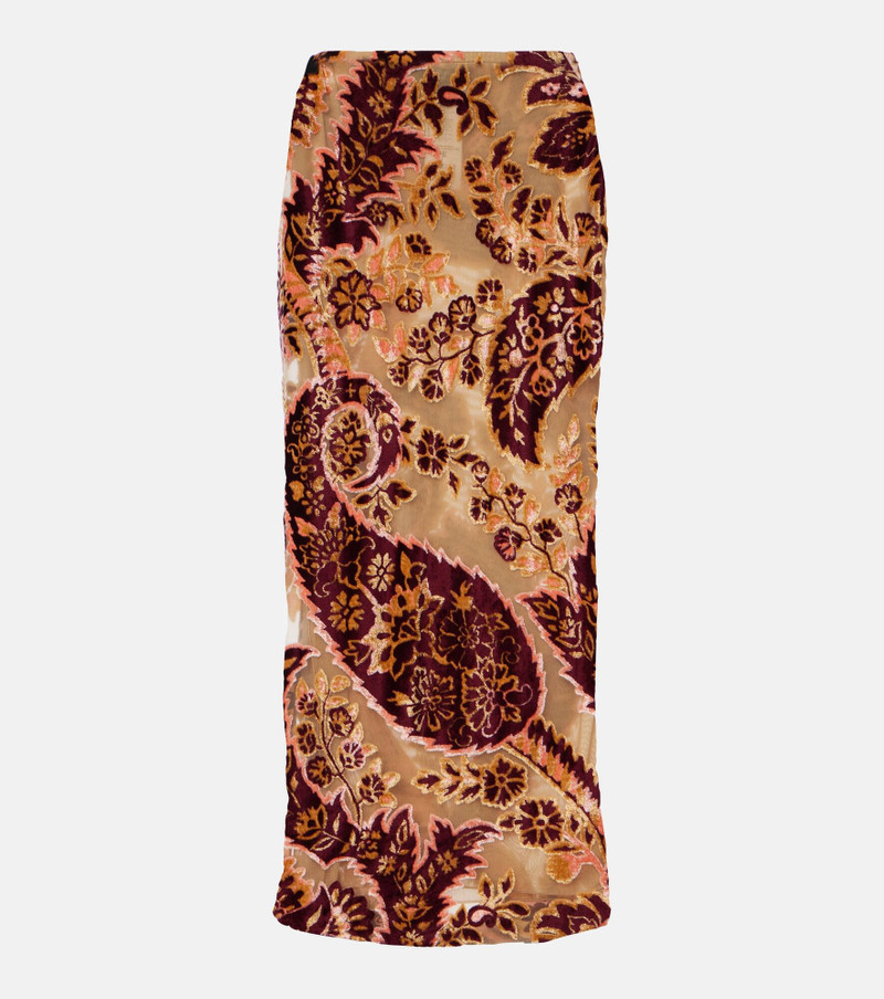 Paisley jacquard velvet midi skirt - 1