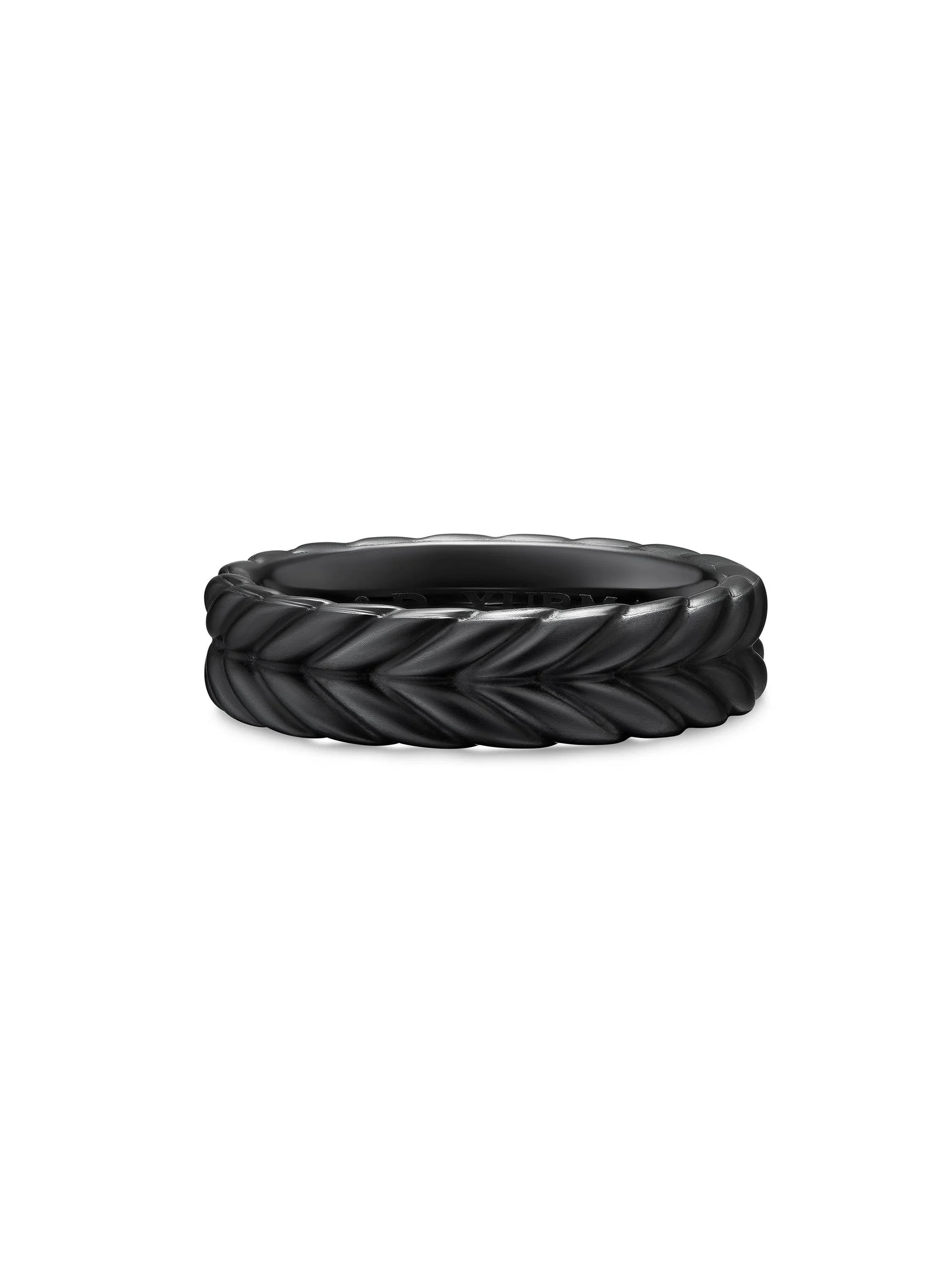 Men's Chevron Band Ring in Black Titanium, 6.2MM - Black - 1