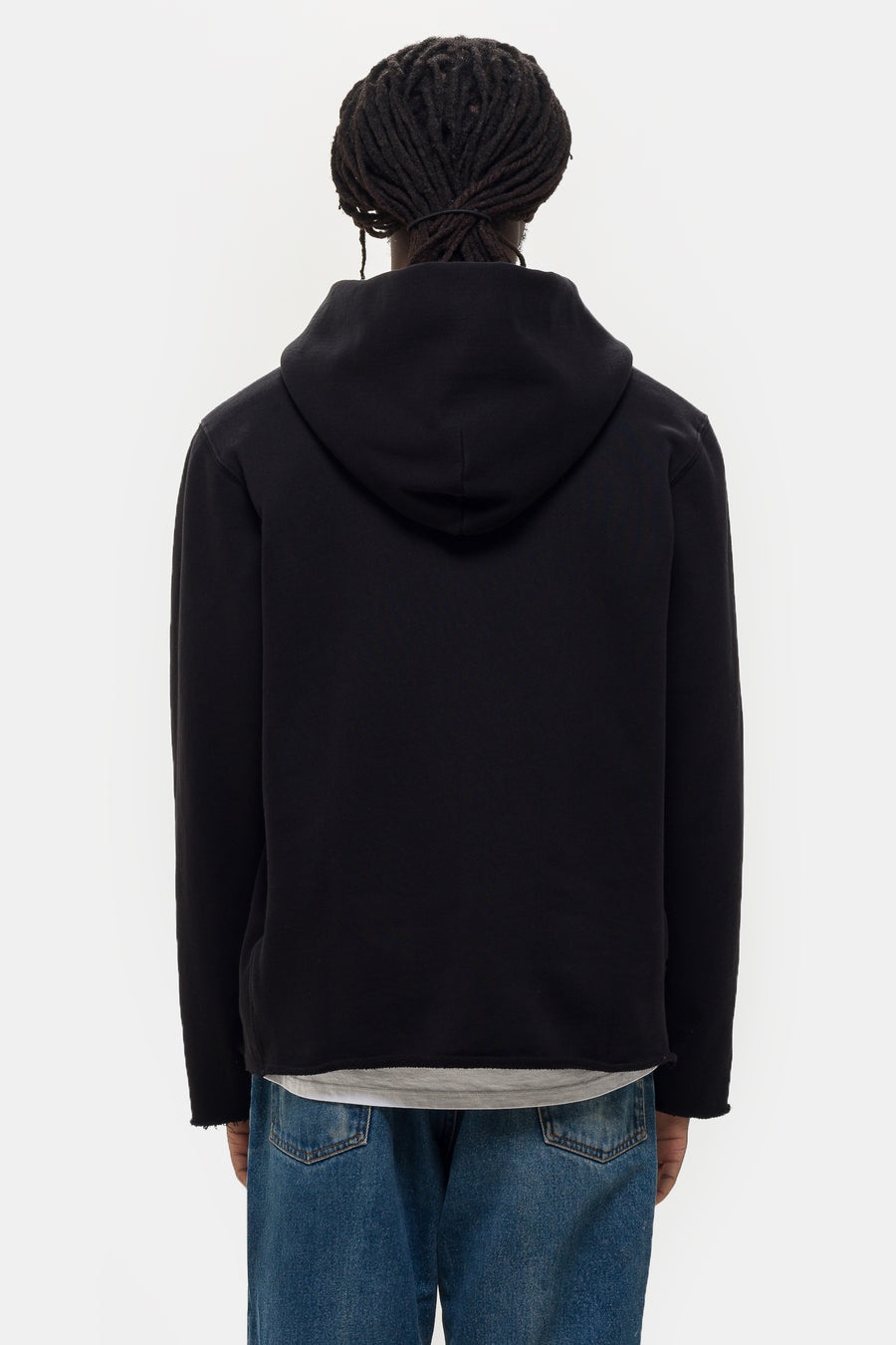 Raw Zip Hoodie in Jet Black - 3