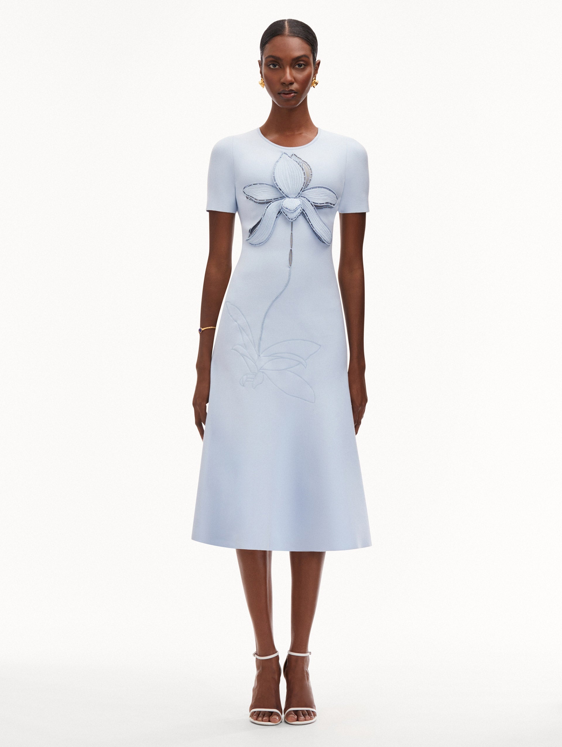 ORCHID EMBROIDERED JACQUARD MIDI DRESS - 2