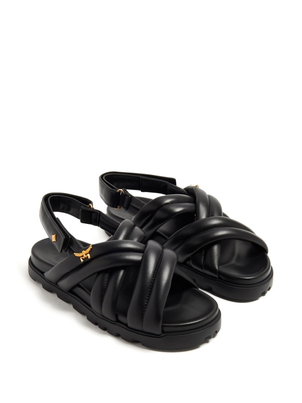 crossover padded leather sandals - 2