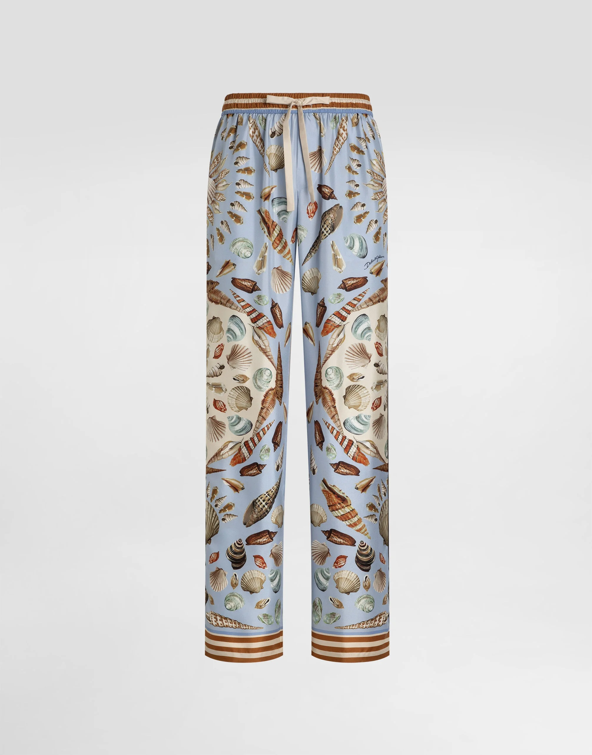 Shell-print silk twill trousers - 1