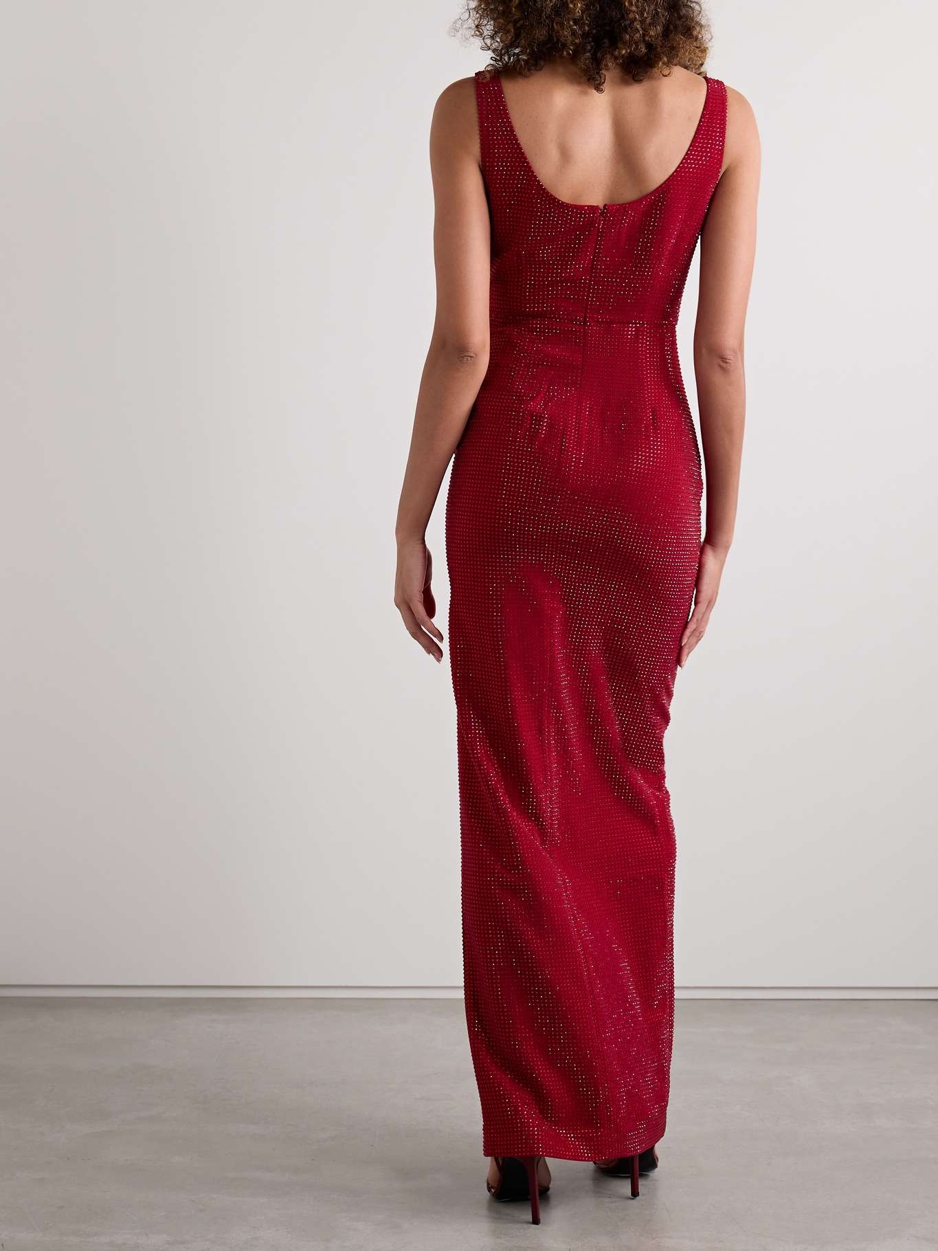 Draped crystal-embellished crepe gown - 3