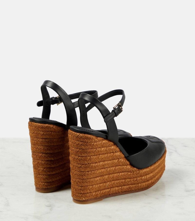 Dolce & Gabbana Logo embroidered leather wedge espadrilles outlook