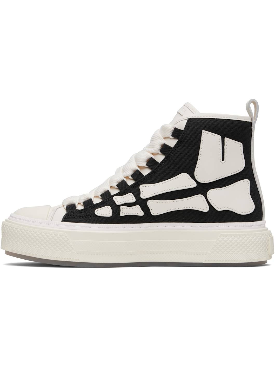Black & White Skel Court Hi Sneakers - 3