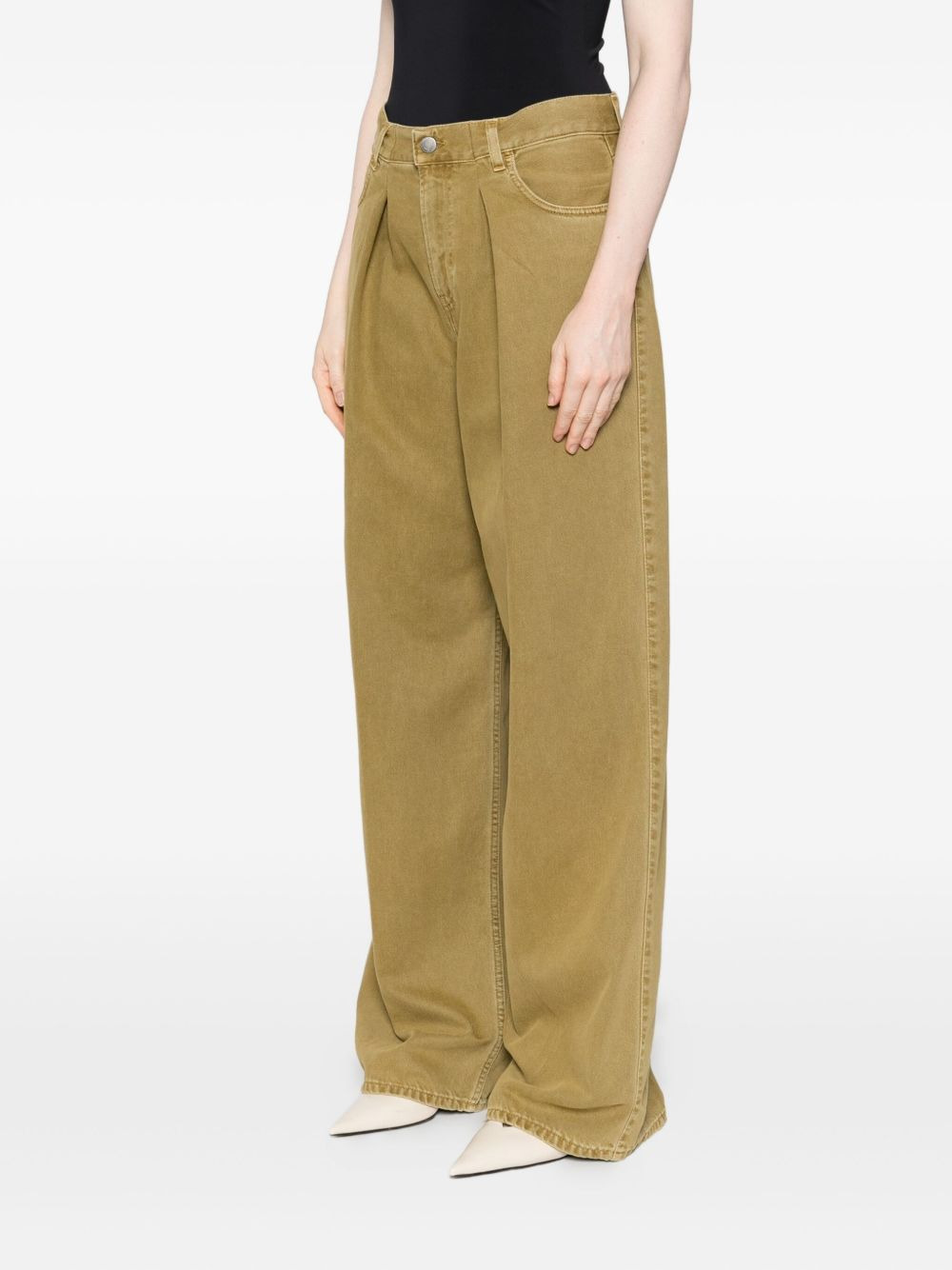 pleated cotton jeans - 3