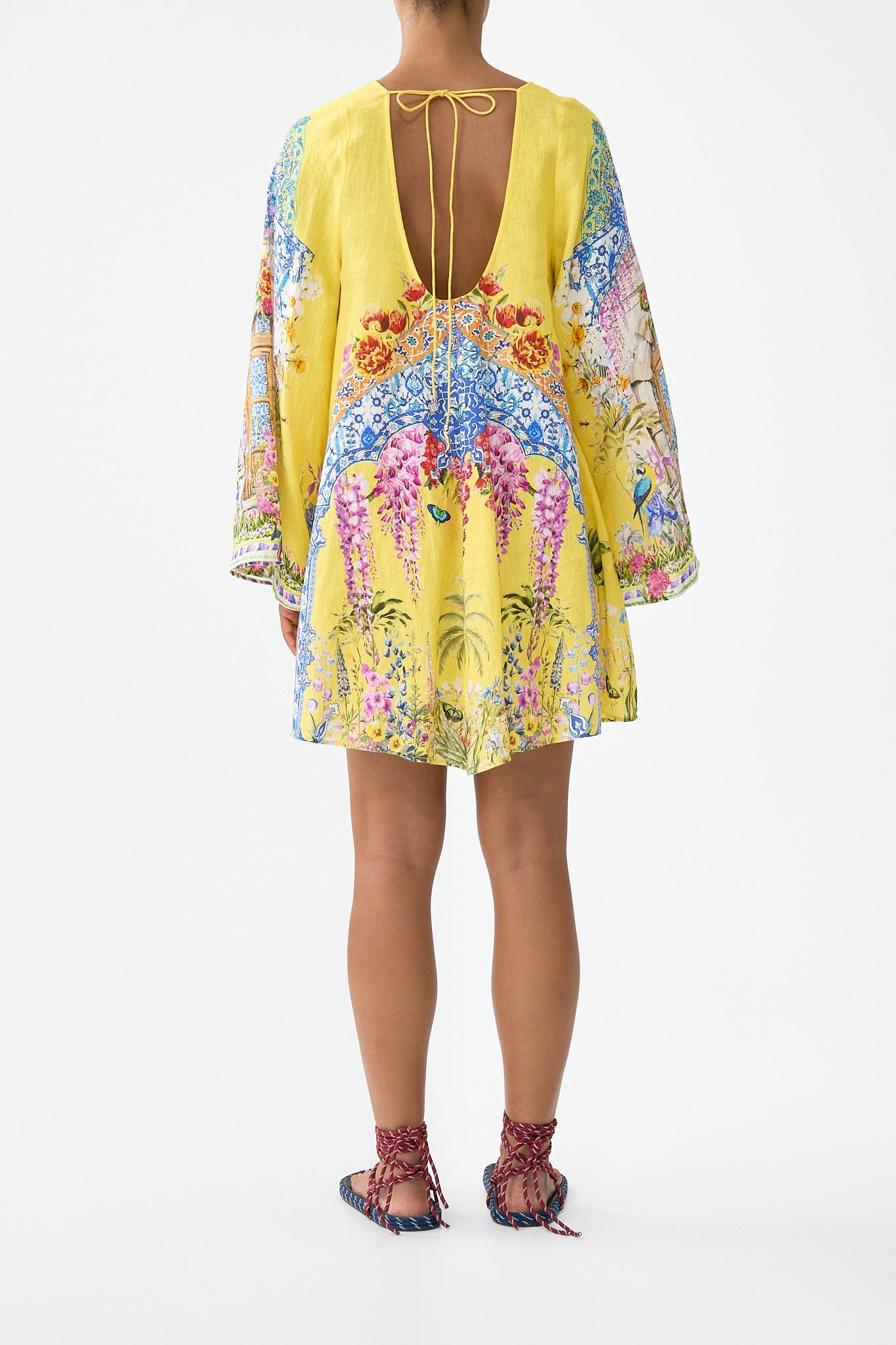 POCKET DRESS WITH LOW BACK & WIDE SLEEVES - 3