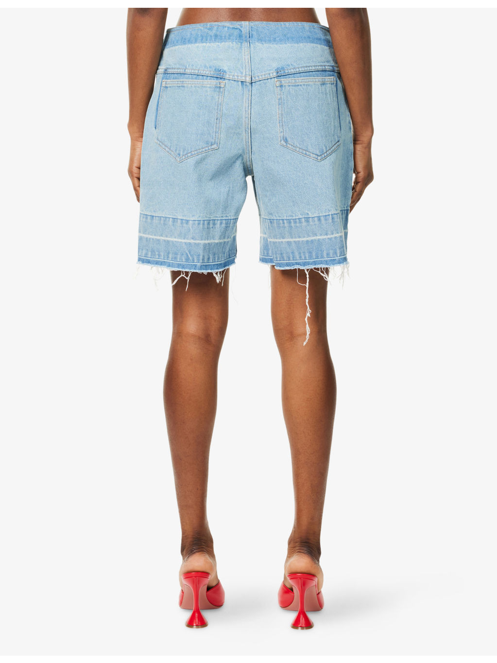 Mid-rise Raw-Hem Denim Shorts - 4