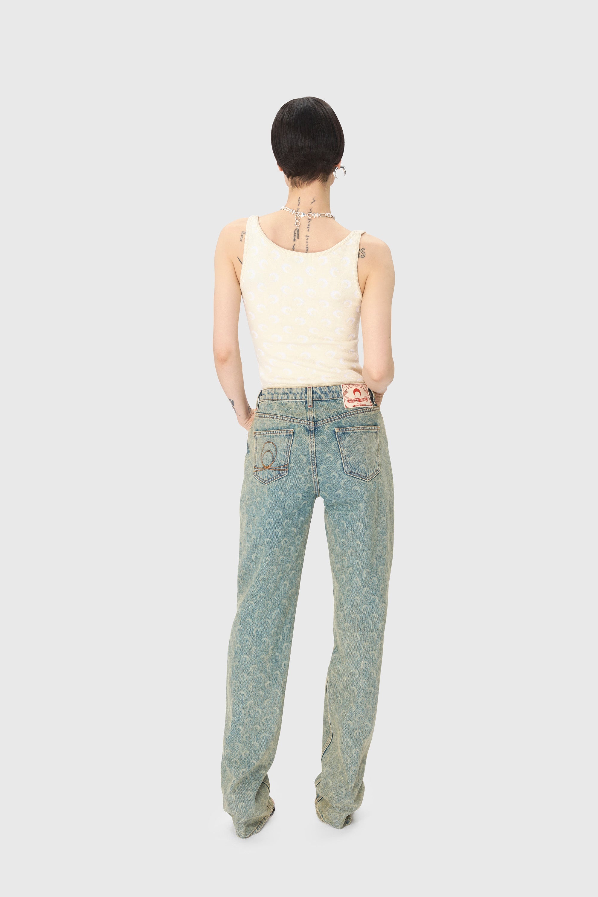 Moon Jacquard Knit Strap Top - 4
