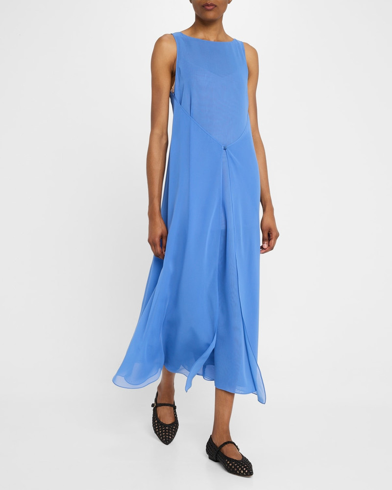 EMPORIO ARMANI Sleeveless Techno Georgette Maxi Dress outlook
