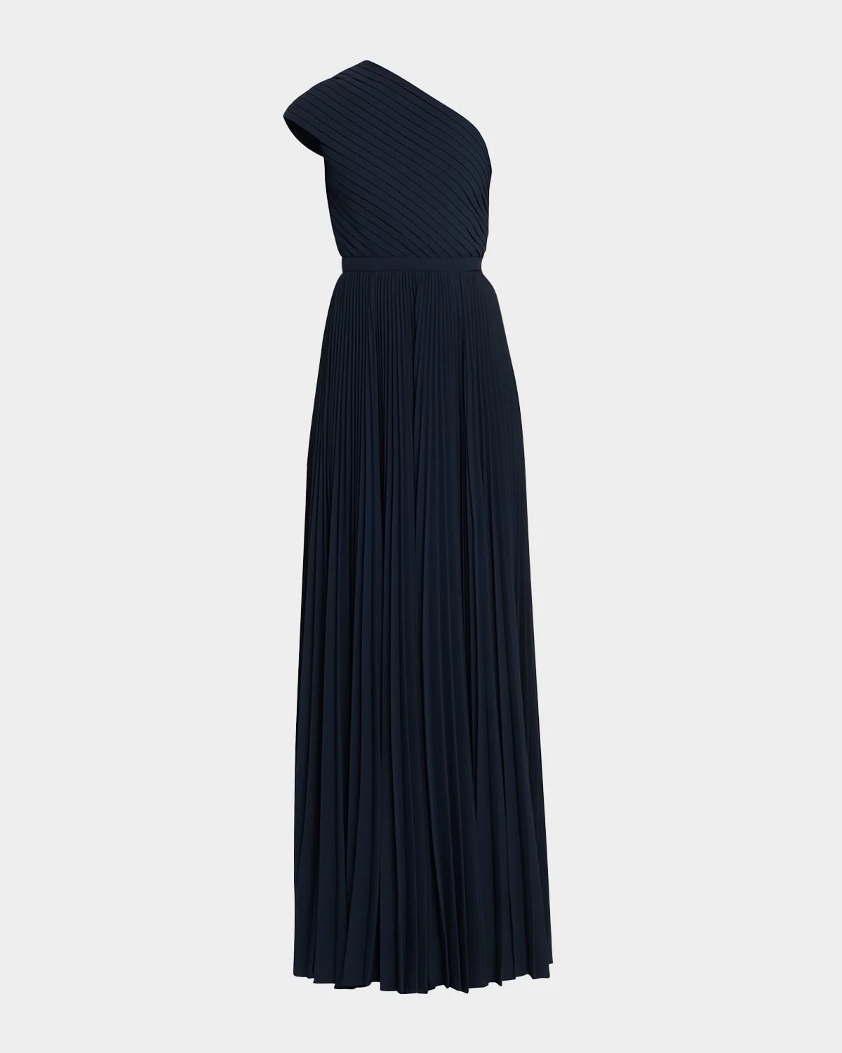 Pleated One-Shoulder Gown - 1