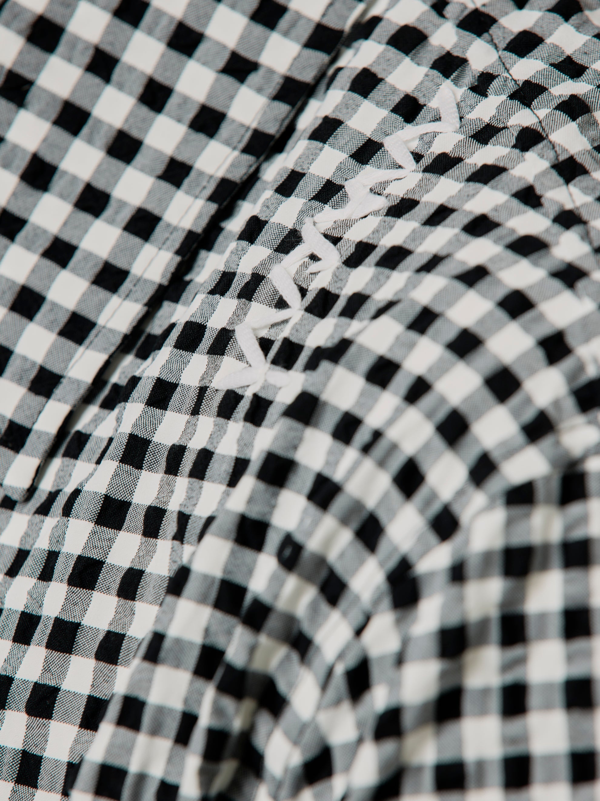 GINGHAM SEERSUCKER SHORT-SLEEVED SHIRT (BLACK) - 6