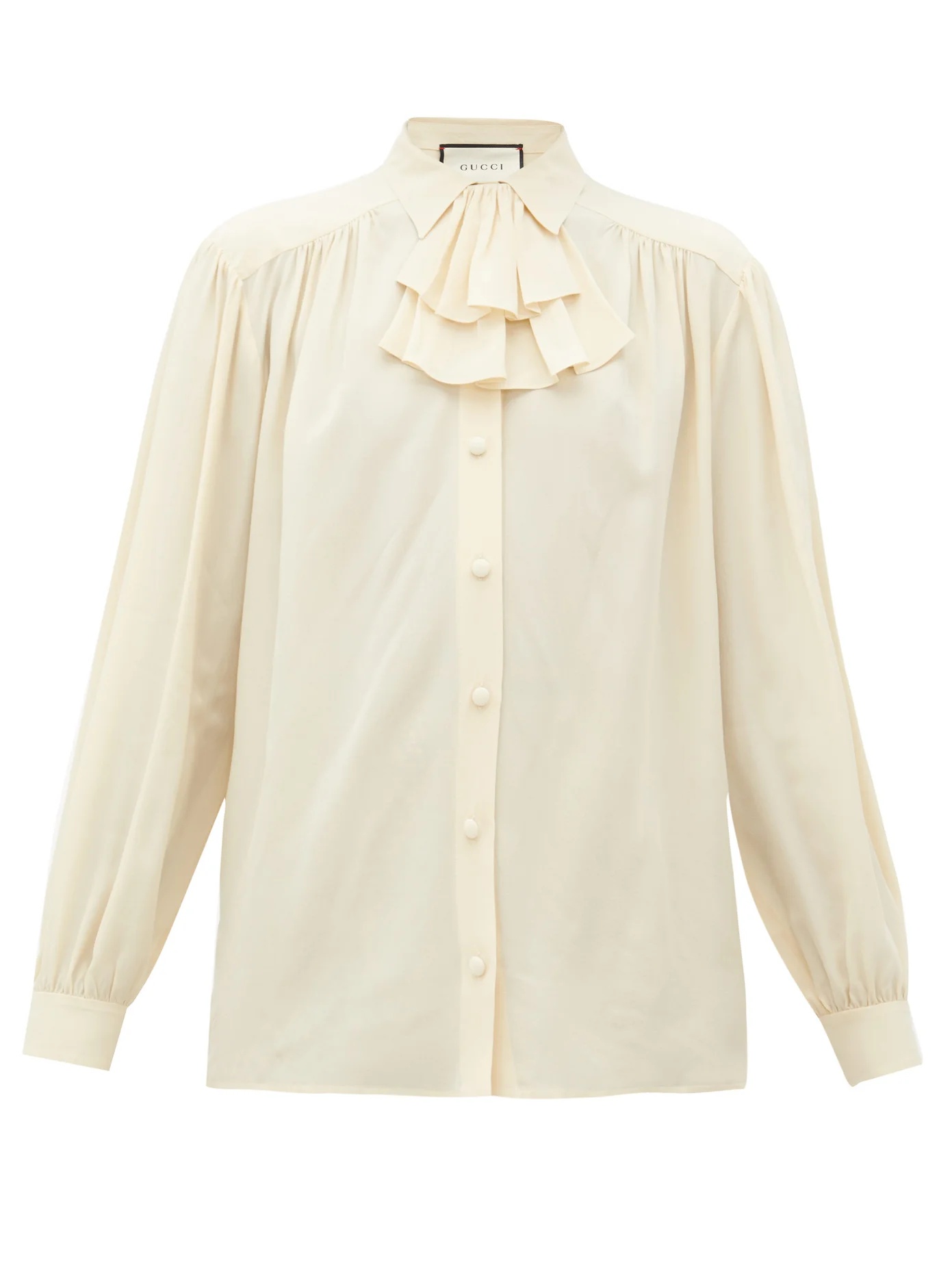 Ruffle-neck silk blouse - 1