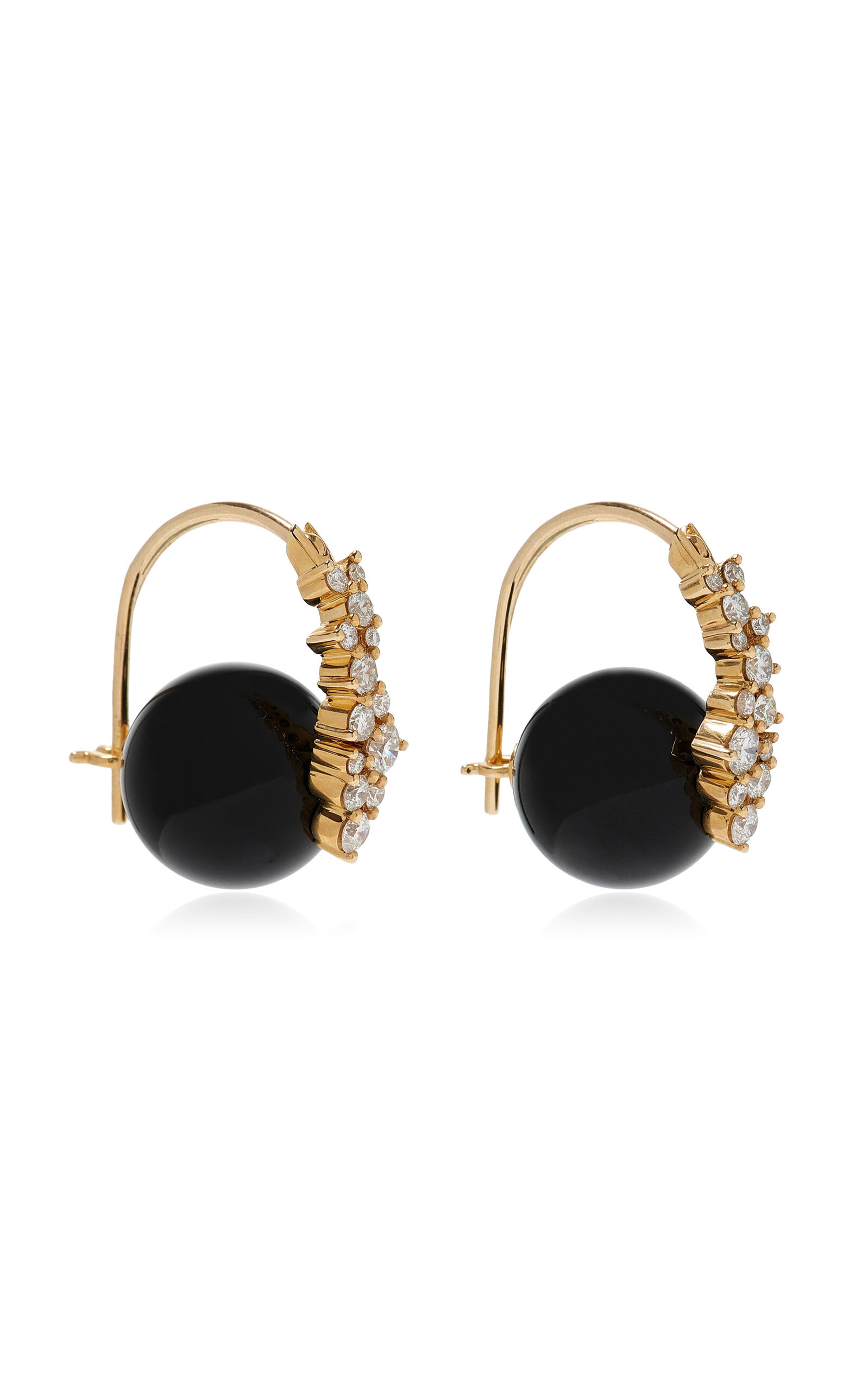 14k Yellow Gold Diamond Earrings black - 3