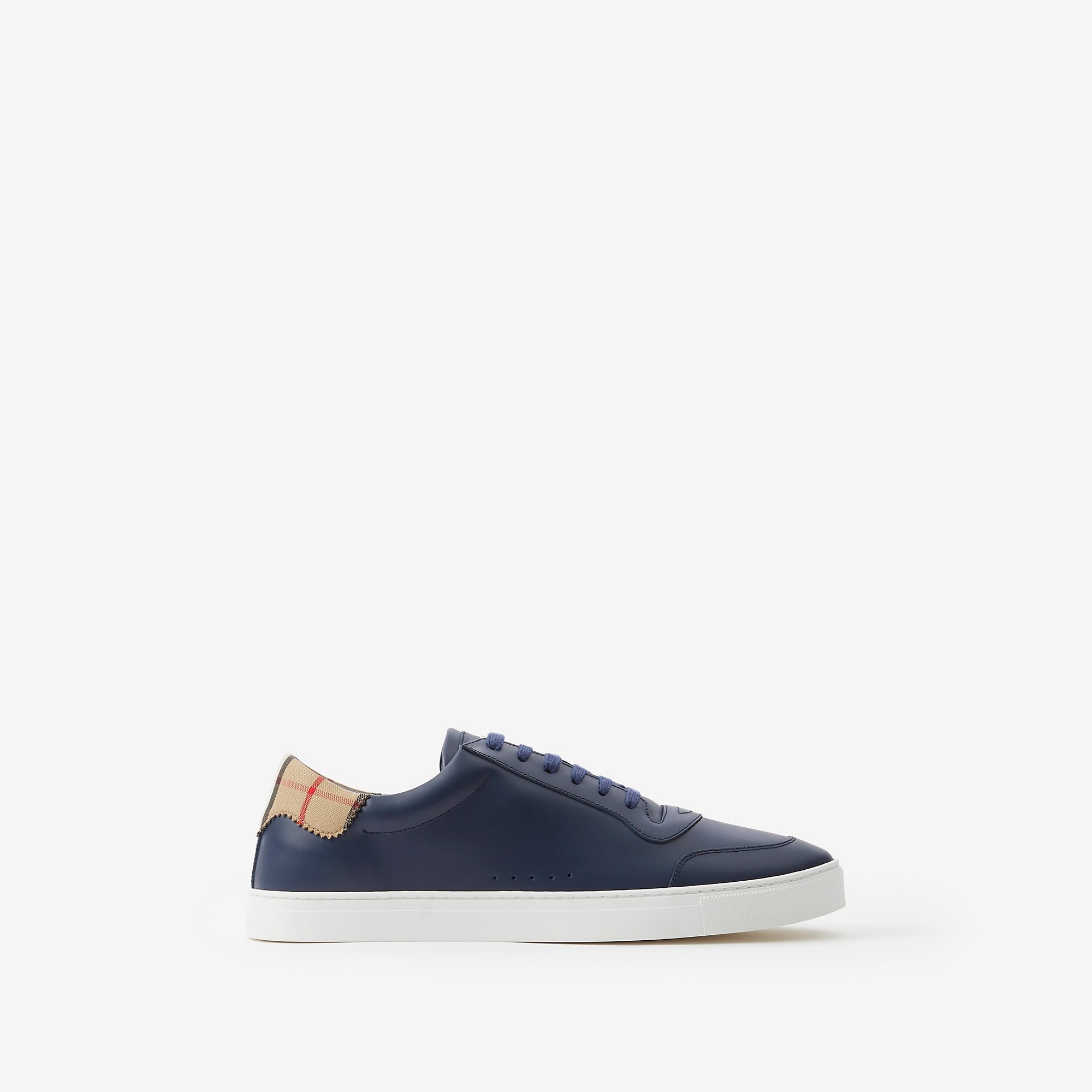 Leather and Check Cotton Sneakers - 1