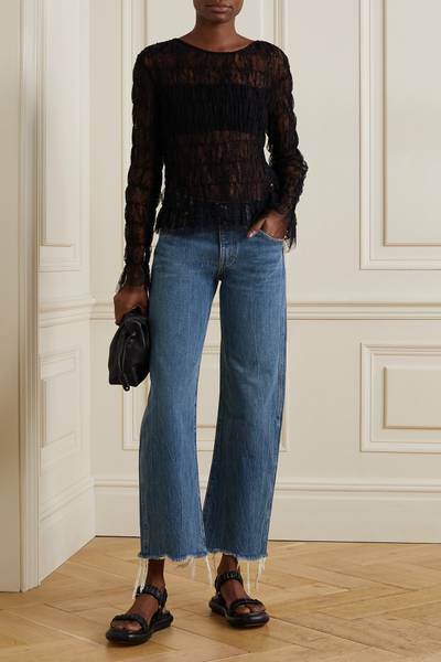 KHAITE Kerrie frayed mid-rise straight-leg jeans outlook