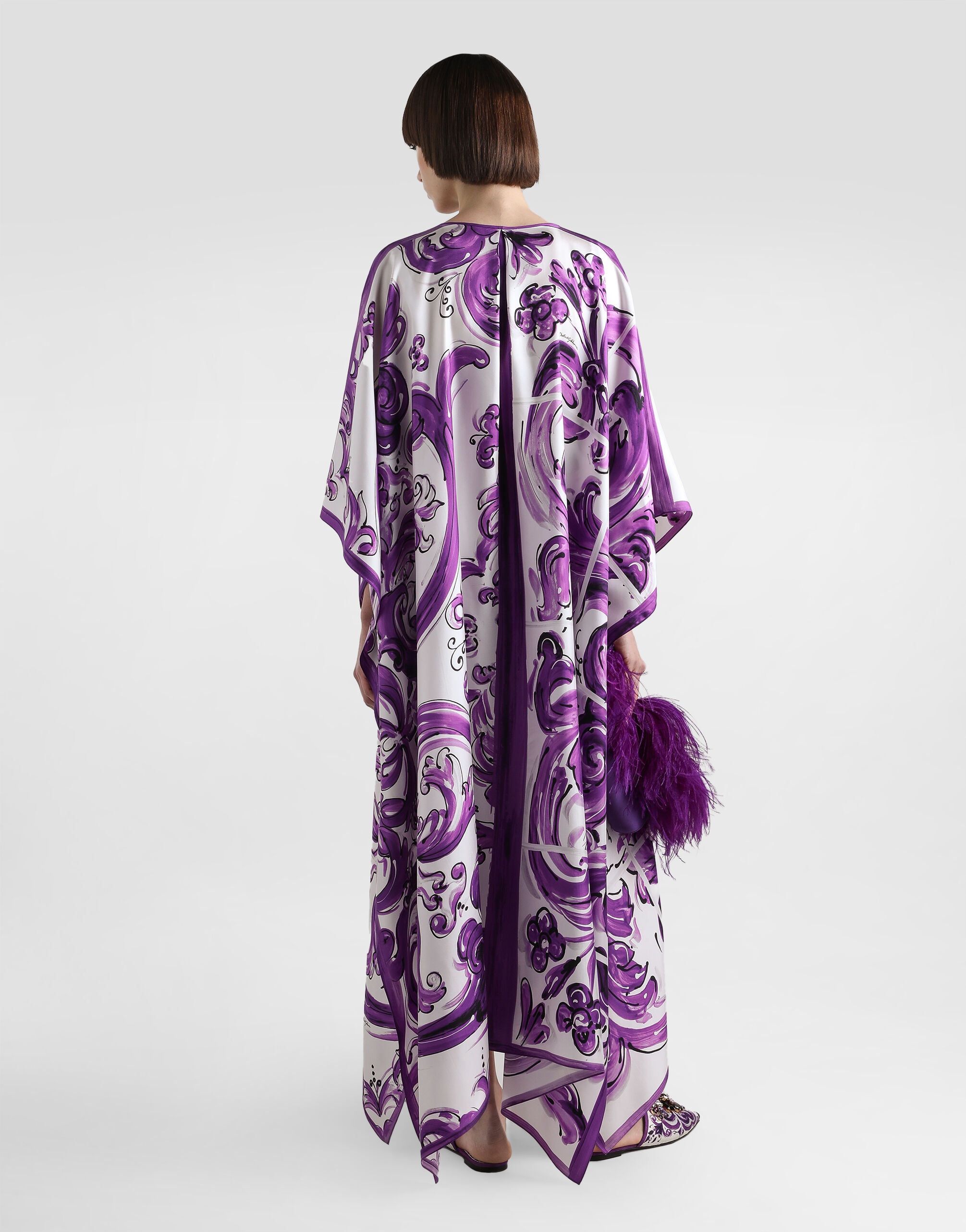 Majolica-print twill caftan dress - 3