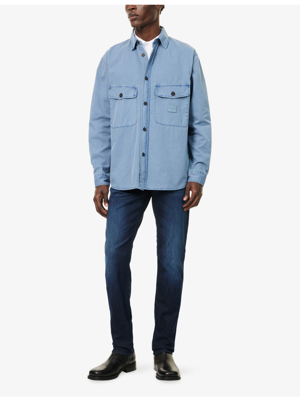 Logo-Embroidered Flap-Pockets Cotton Shirt - 2