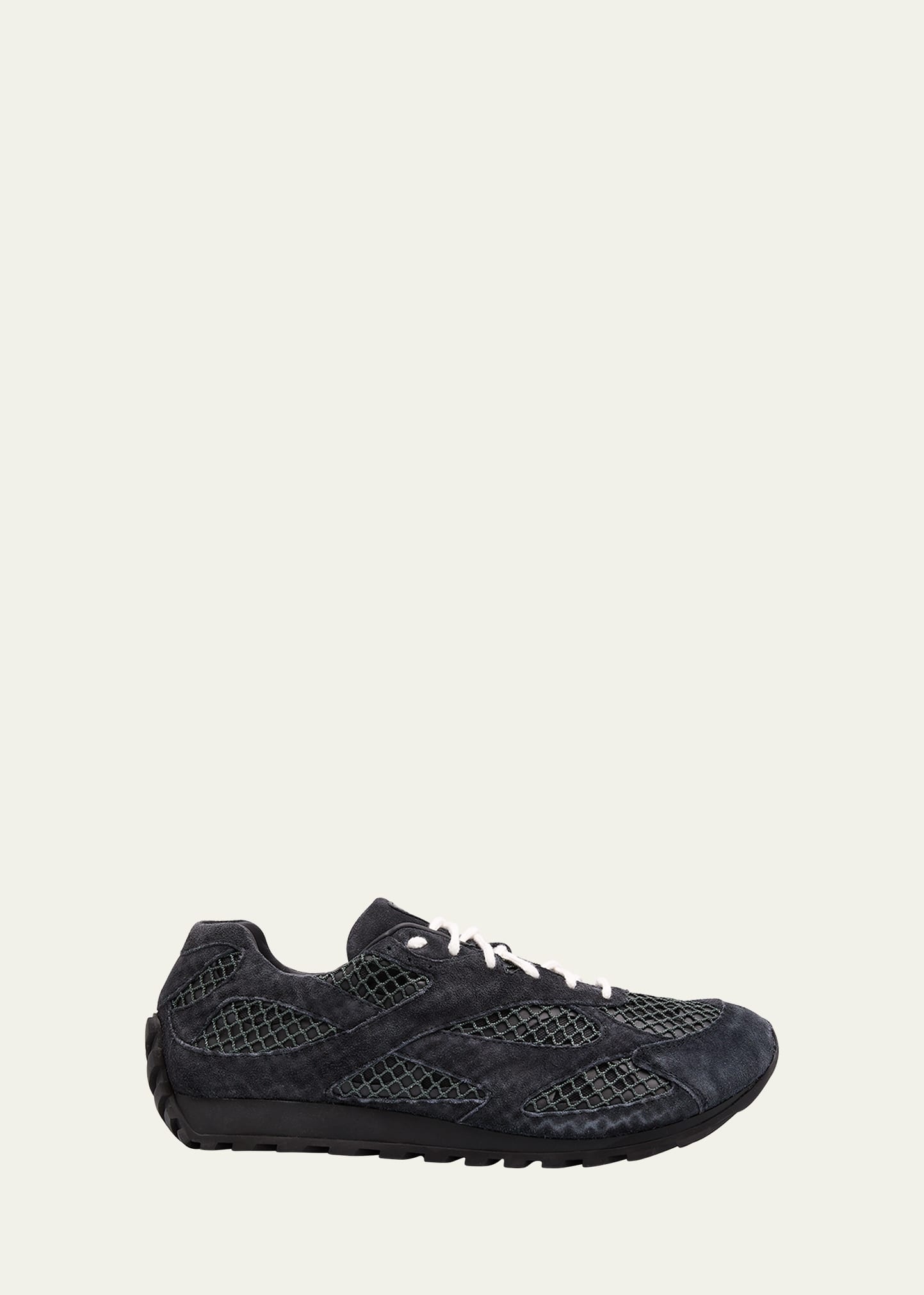 Men's Orbit Aged Leather and Fishnet Runner Sneakers - 1