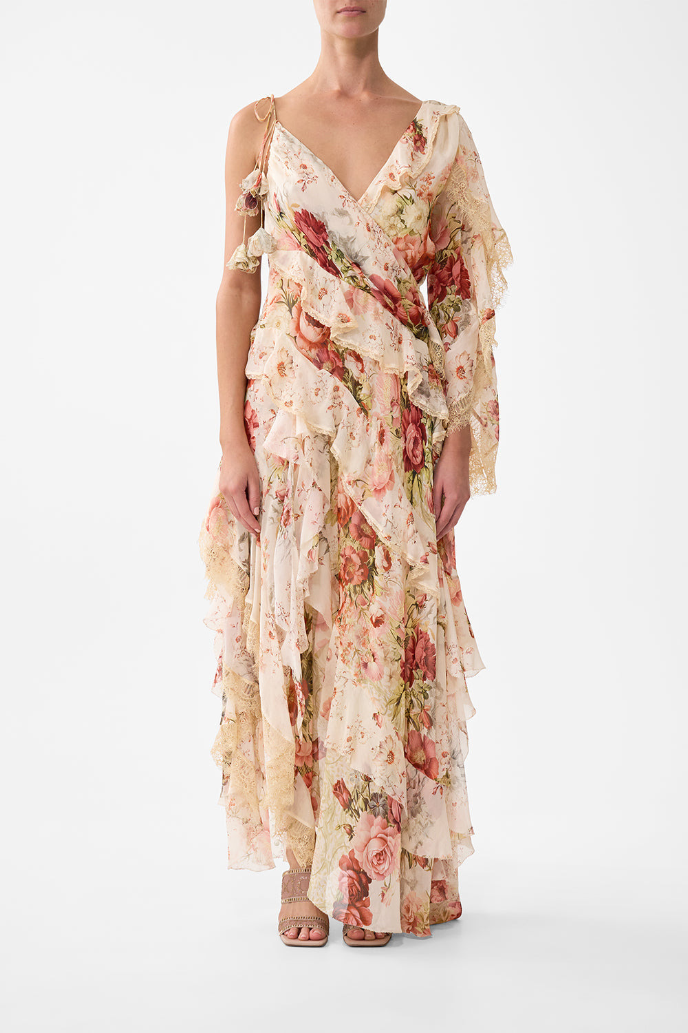 ASYMMETRIC SPLICED RUFFLE DRESS - 2