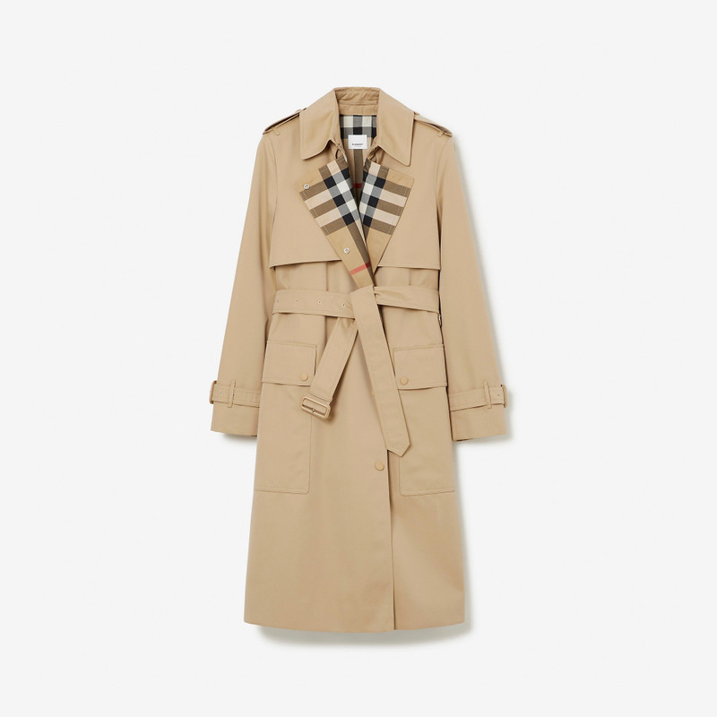 Check Panel Cotton Gabardine Trench Coat 1