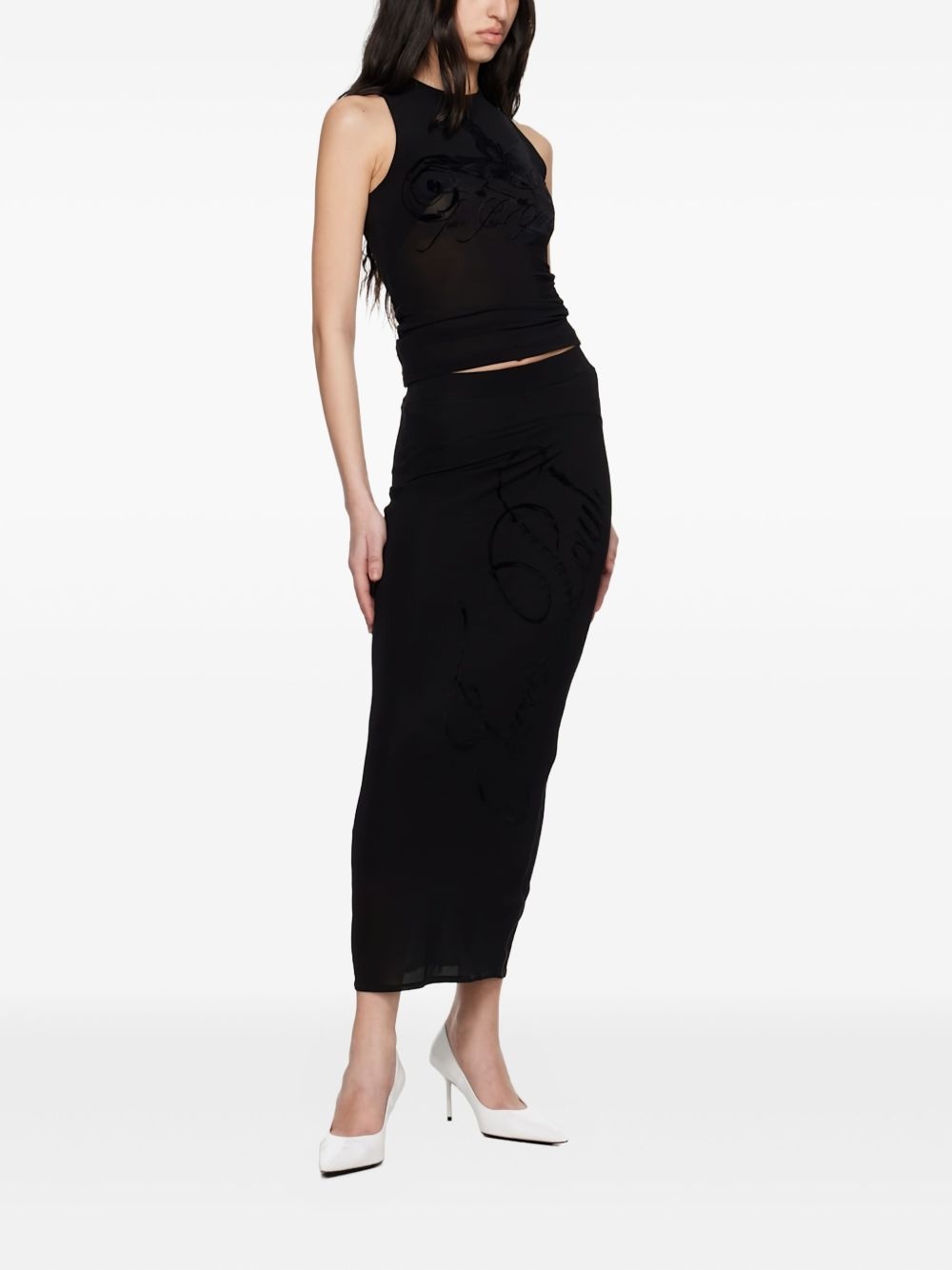 flocked-logo midi skirt - 2