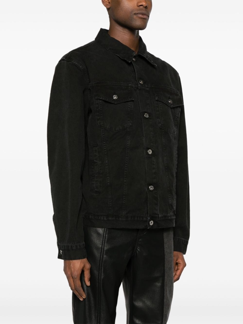 logo-embroidered denim jacket - 4